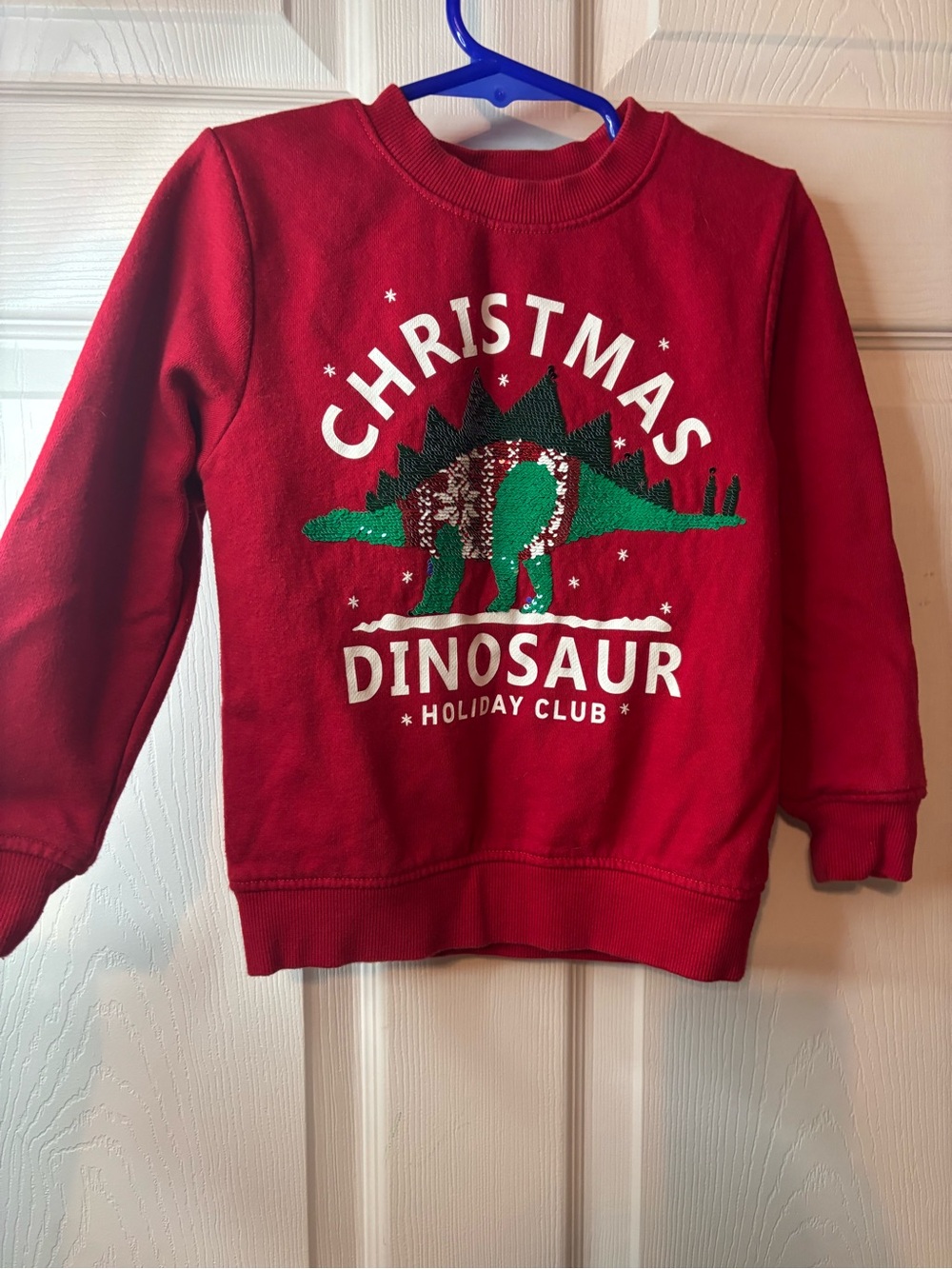 H&M Red Sweatshirt with Green Dinosaur Graphic